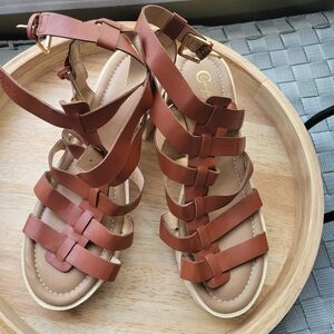 Cato Tan Brown Strappy Gladiator Sandals